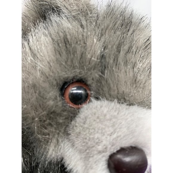 Gina 8 Inch Gray Frosted Teddy Bear Brown Plastic Eyes Leather Nose Gray Detail - Picture 2 of 11